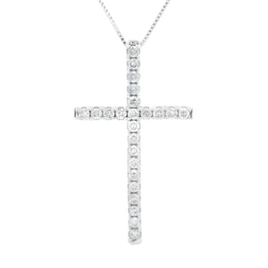 .38ct Diamond Cross Religious Pendant 14KT White Gold