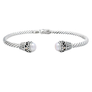 FW Pearl Bangle Bracelet Sterling Silver 18KT Gold