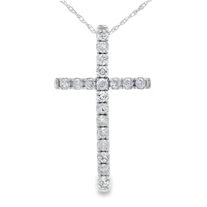 .33ct Diamond Cross Religious Pendant 14KT White Gold