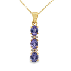 Tanzanite Diamond Fashion Pendants 10KT Yellow Gold