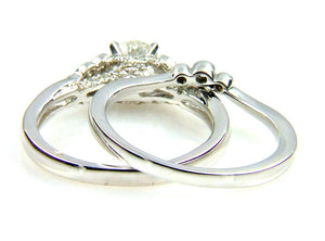 .90ct Antique Style Engagement Ring Set 14KT White Gold