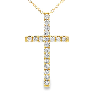 .33ct Diamond Cross Religious Pendant 14KT Yellow Gold