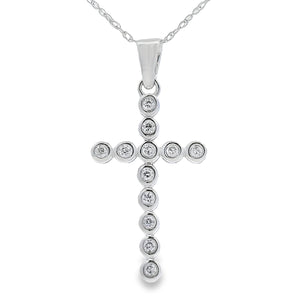 .12ct Diamond Cross Religious Pendant 14KT White Gold