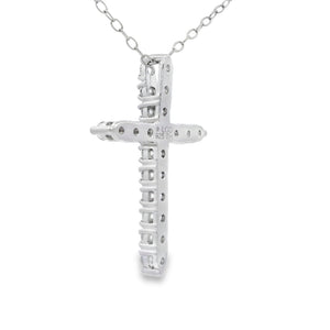 Genuine .65ct Cross Religious Pendant Sterling Silver