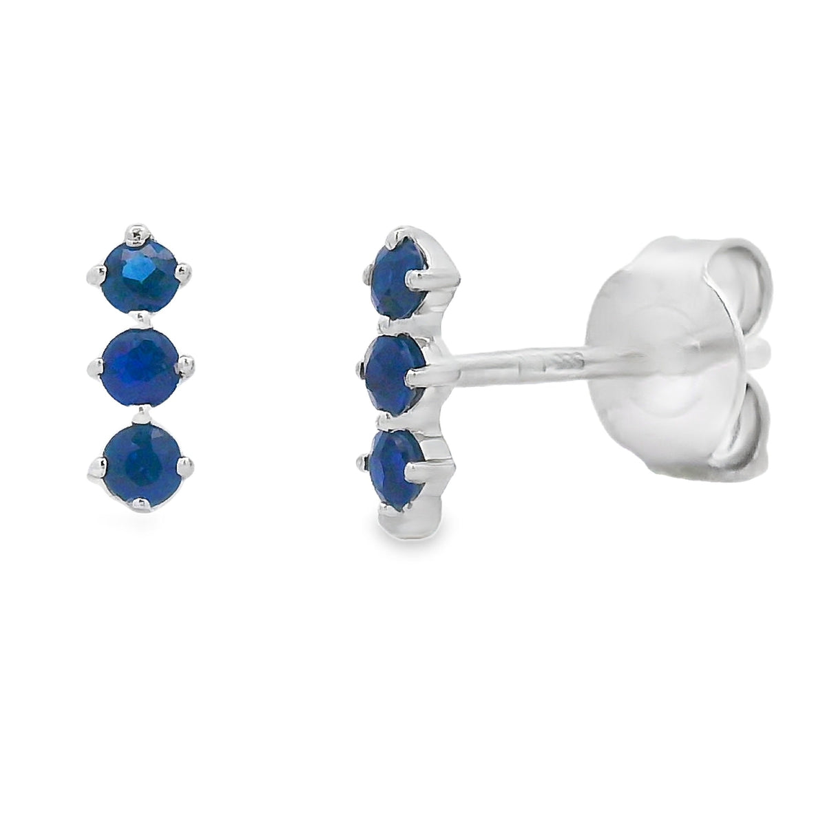 Natural .21ct Sapphire Earrings 14KT White Gold