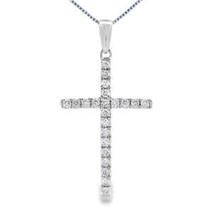 .21ct Diamond Cross Religious Pendant 14KT White Gold