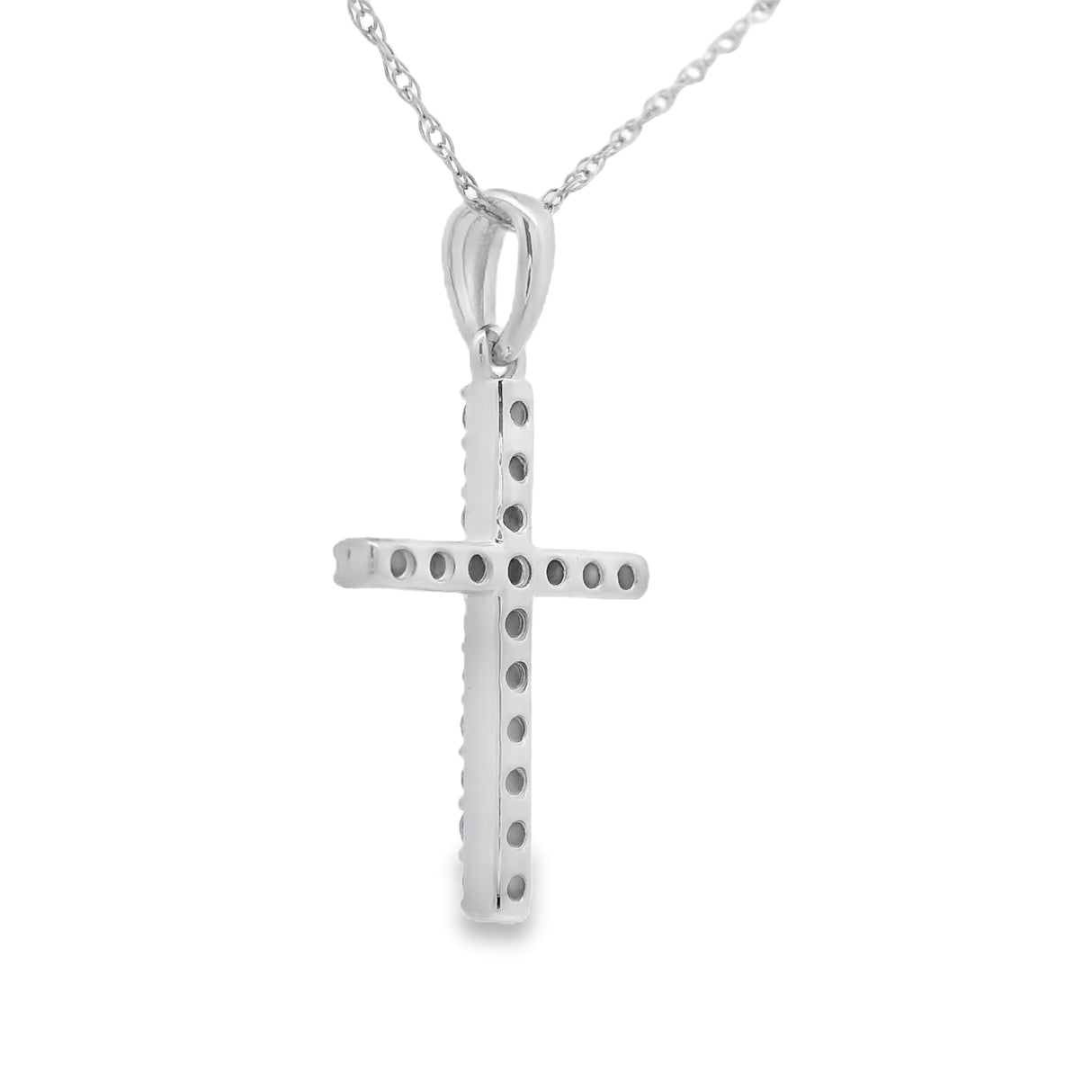 .19ct Diamond Cross Religious Pendant 14KT White Gold