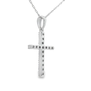 .19ct Diamond Cross Religious Pendant 14KT White Gold