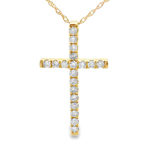 .24ct Diamond Cross Religious Pendant 14KT Yellow Gold