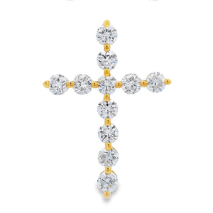 Natural .83ct Cross Religious Pendant 14KT Yellow Gold