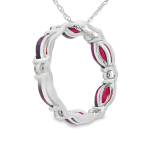 Ruby Diamond Circle of Love Pendant 10KT White Gold