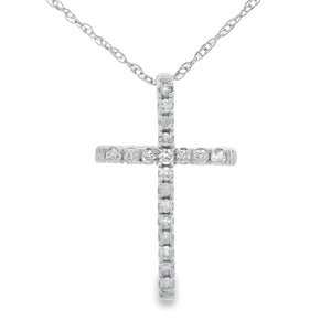 .11ct Diamond Cross Religious Pendant 14KT White Gold