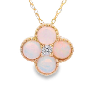.01ct Opal Diamond Fashion Pendants 14KT Yellow Gold