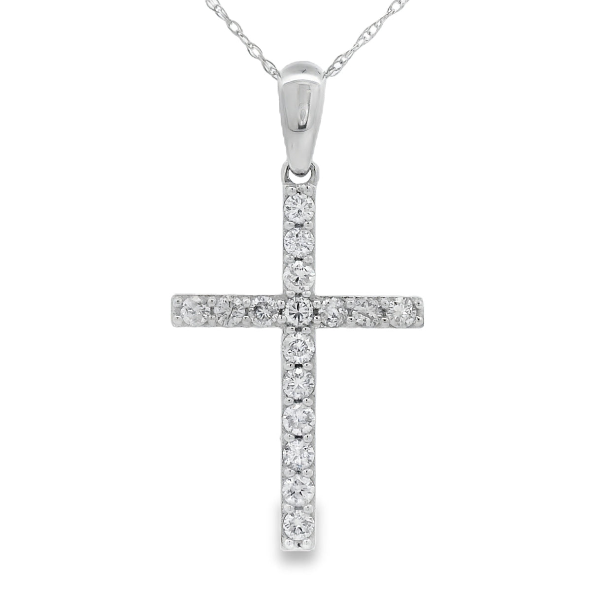 .45ct Diamond Cross Religious Pendant 14KT White Gold