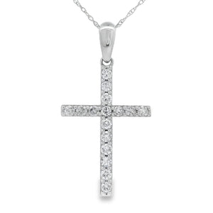 .45ct Diamond Cross Religious Pendant 14KT White Gold