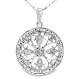 Natural .25ct Diamond Fashion Pendants Sterling Silver