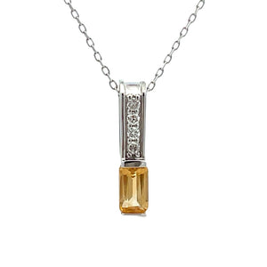 .06ct Citrine Diamond Fashion Pendants 10KT White Gold