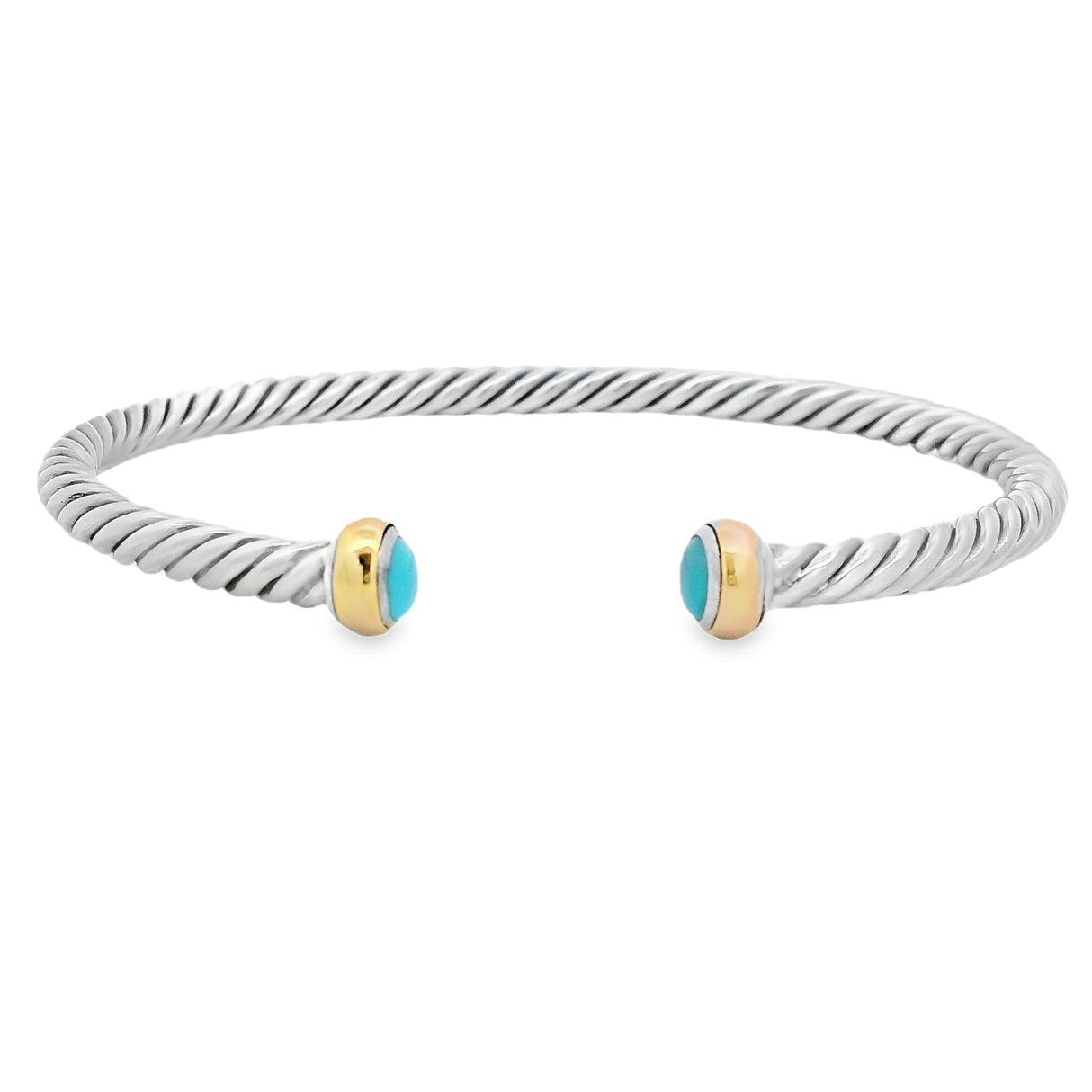 Turquoise Bangle Bracelet Sterling Silver 18KT Gold