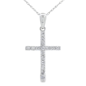 .25ct Diamond Cross Religious Pendant 14KT White Gold