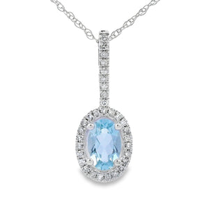 Aquamarine Diamond Fashion Pendants 10KT White Gold