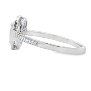 .44ct Rose Quartz Diamond Ring 10KT White Gold
