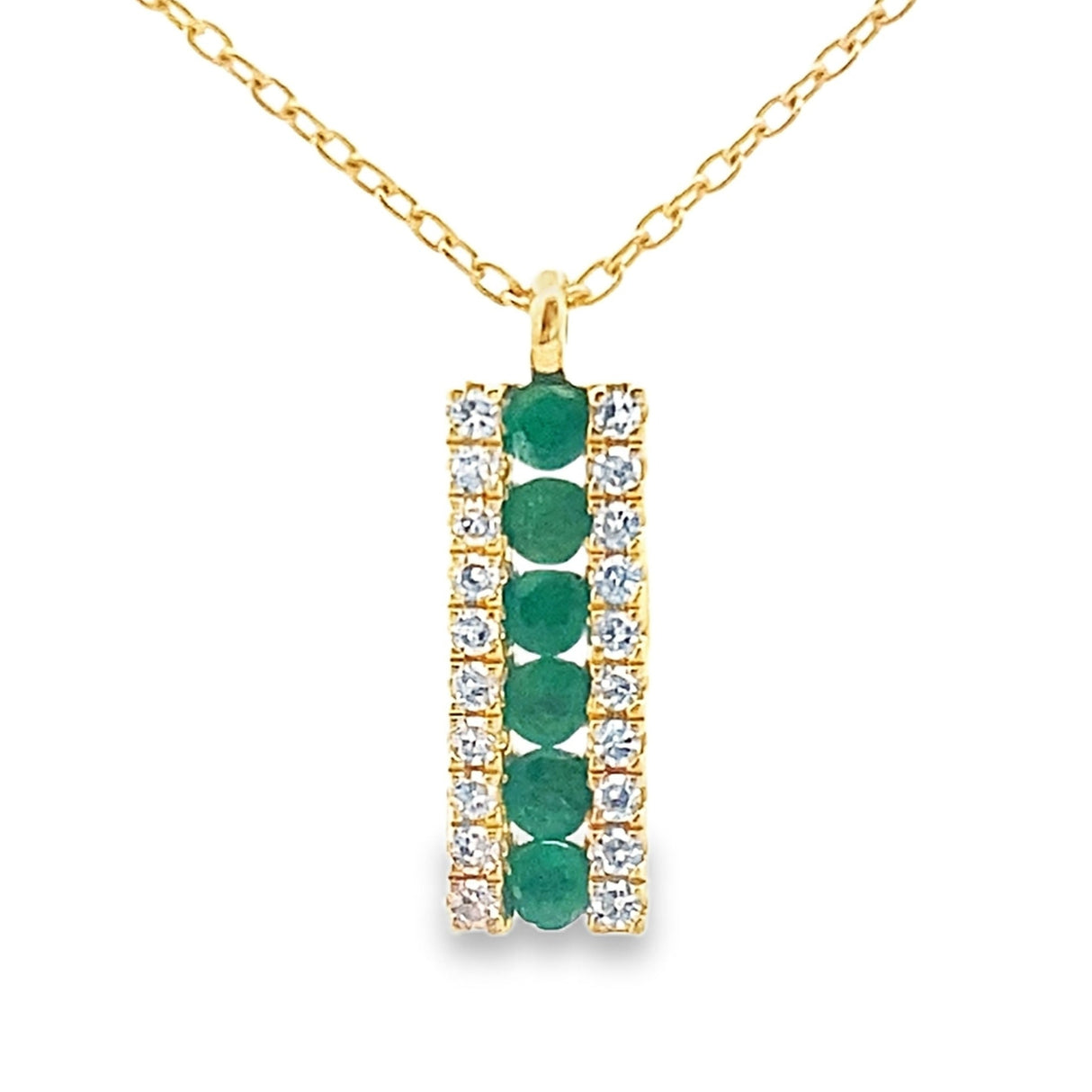 .30ct Emerald Diamond Fashion Pendants 14KT Yellow Gold