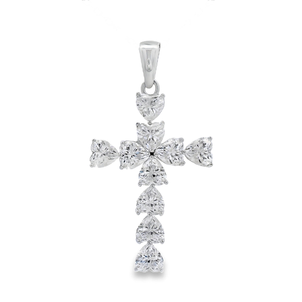 Moissanite Cross Religious Pendant Sterling Silver