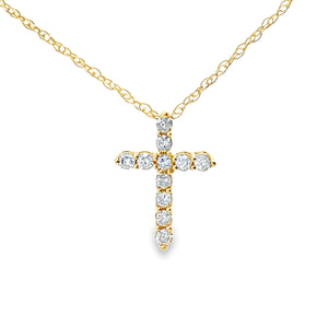 .11ct Diamond Cross Religious Pendant 14KT Yellow Gold