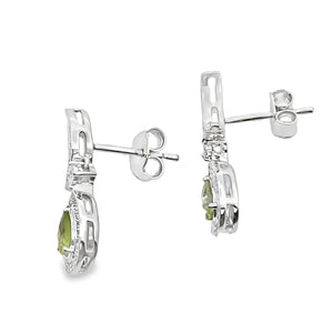 .52ct Peridot Diamond Dangle Earrings 10KT White Gold