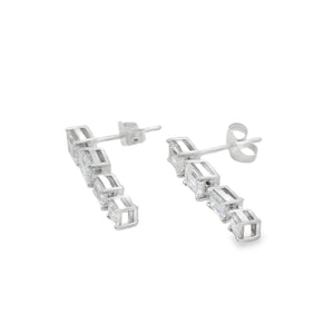 Lab Grown Diamond Dangle Earrings 14KT White Gold