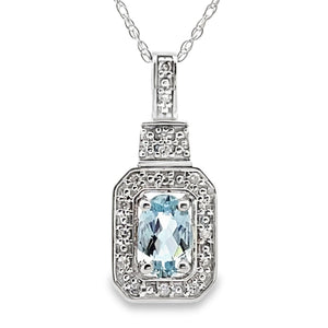 Aquamarine Diamond Fashion Pendants 10KT White Gold