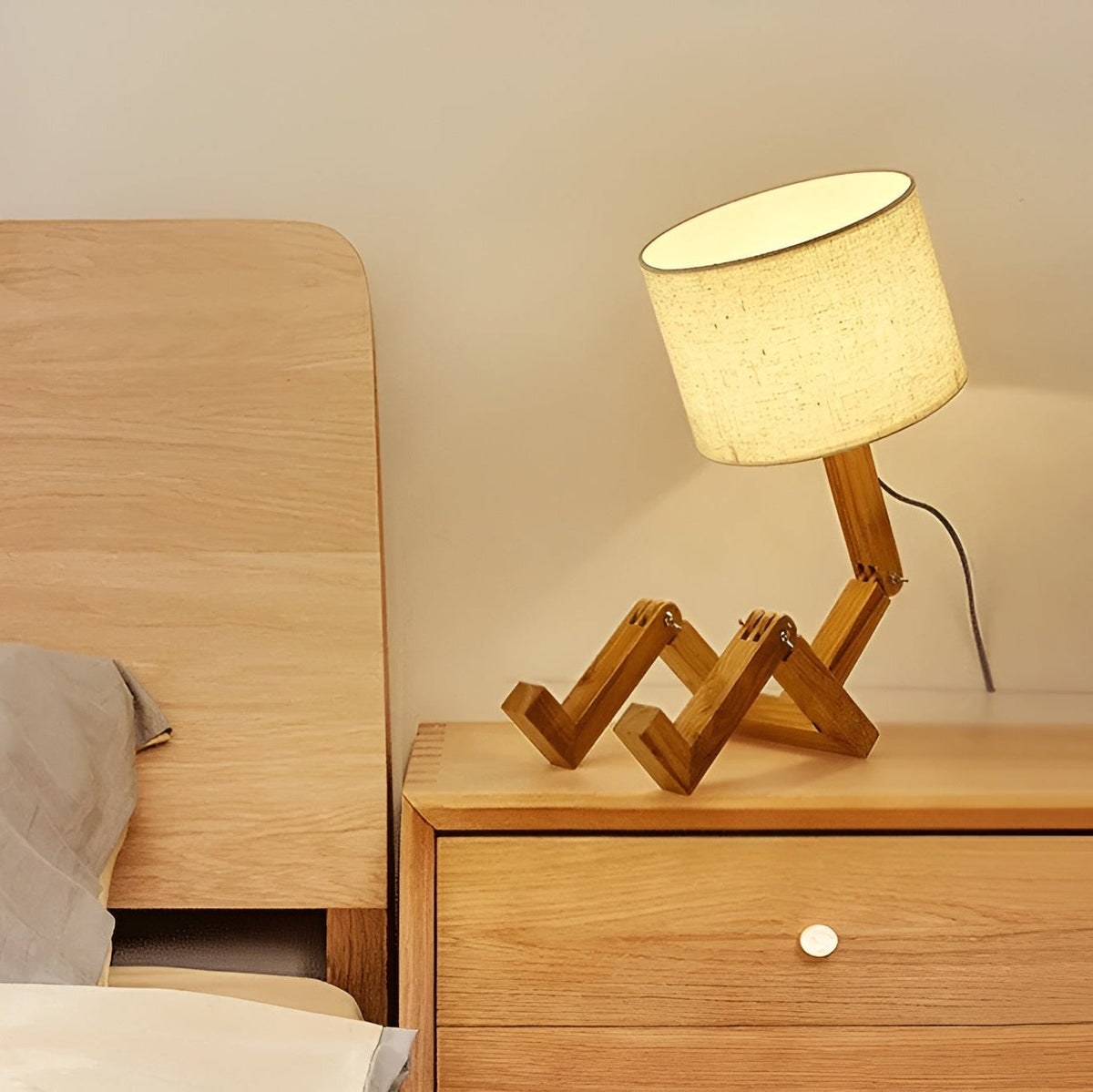 Bamboo Table Lamp | Wooden LED Desk Light Decor