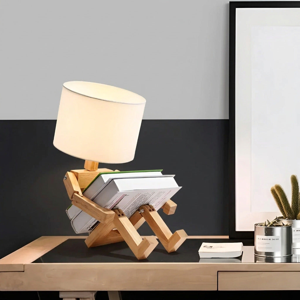 Bamboo Table Lamp | Wooden LED Desk Light Decor