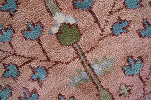 In stock 3x9 Tree of life Pink And Olive Hand Knotted Wool Rug