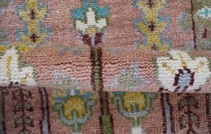 In stock 3x9 Tree of life Pink And Olive Hand Knotted Wool Rug