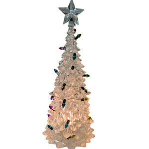 8 Inch Lighted Acrylic Christmas Tree - Clear