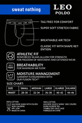 3-Pack LEO Poldo Men’s Performance Boxer Briefs – Breathable 100% Cotton Stretch Boxer Briefs with Comfort Waistband – Black, Gray, Navy