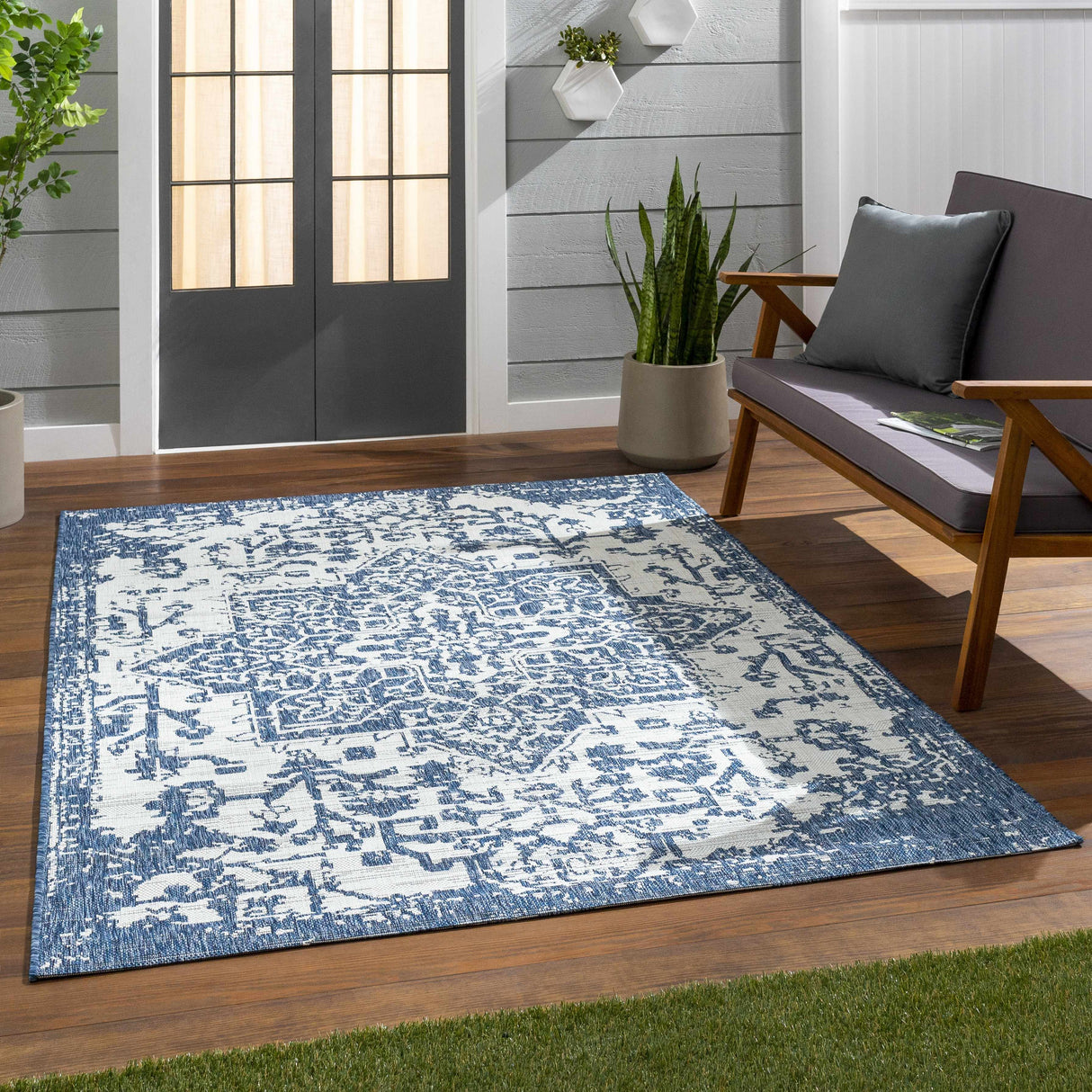 Dark Blue Kilmacolm Indoor & Outdoor Area Rug - Clearance