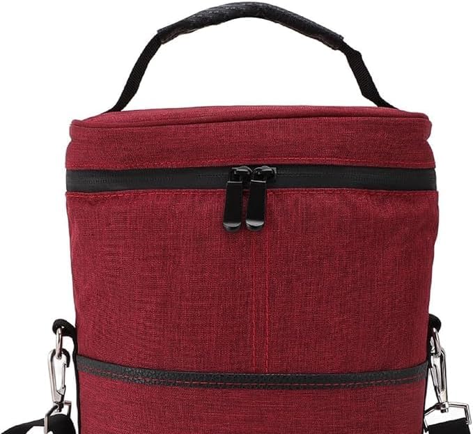 Insulated 2 Bottle Wine Cooler Bag Leakproof Canvas Carrier with Strap