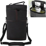 Insulated 2 Bottle Wine Cooler Bag Leakproof Canvas Carrier with Strap