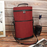 Insulated 2 Bottle Wine Cooler Bag Leakproof Canvas Carrier with Strap