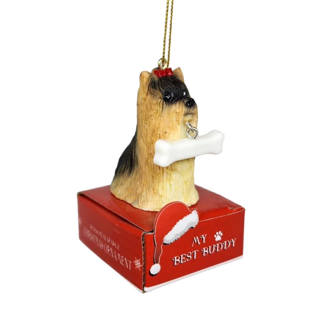 Yorkie with Bone Ornament