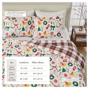 Reversible Christmas Comforter and Sham Set - Holiday / Lodge Odette Collection