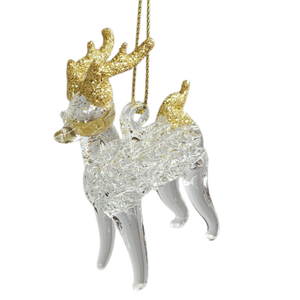 Spunglass Ornament - Gold Reindeer