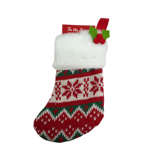Mini Knit Stocking - Red With Red Snowflake