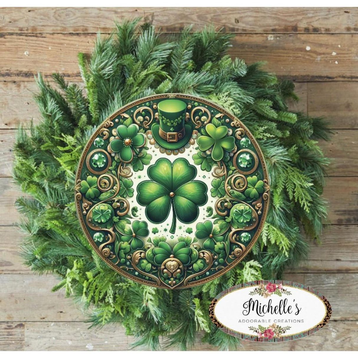 Irish Clover Round Sign - Wreath Enhancement