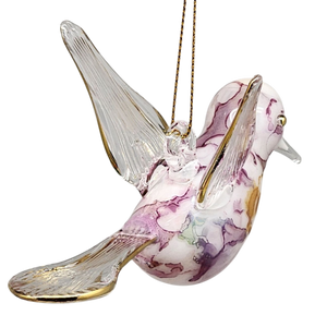 Blown Glass Hummingbird - Lilac Marble