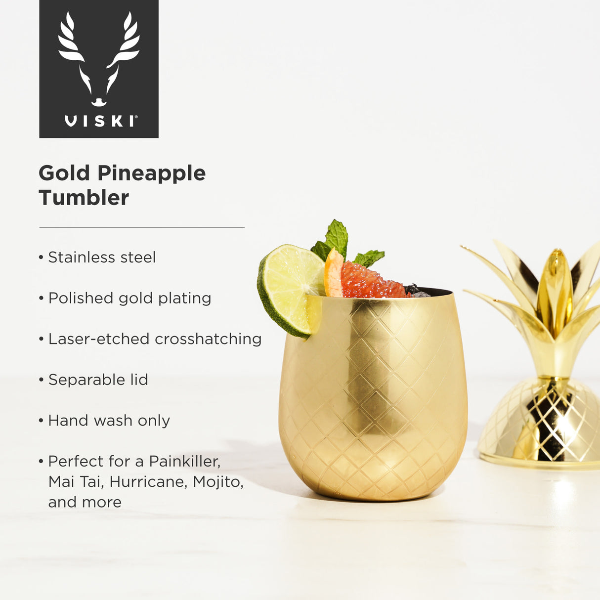 16oz Gilded Pineapple Cocktail Tumbler