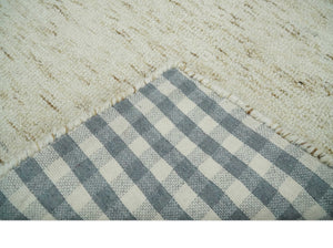 Ivory and Brown Abstract Hand Tufted Multi Size Natural Wool Area Rug