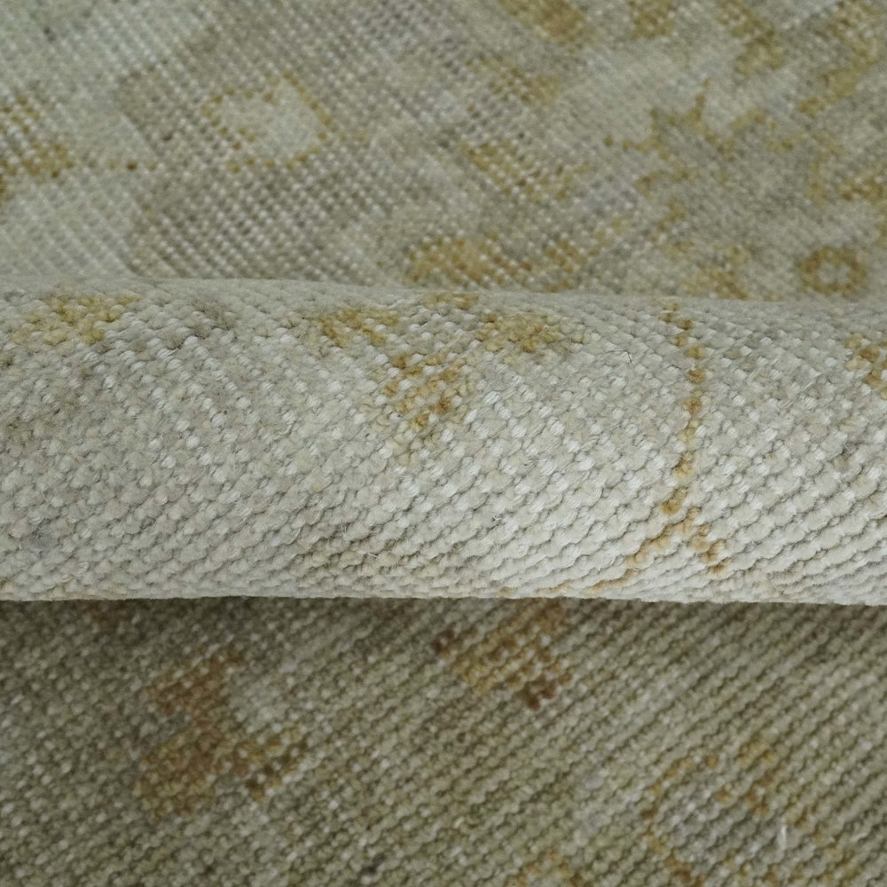 Ivory and Brown distressed finished Traditional Floral Low Pile Multi Size wool Area Rug